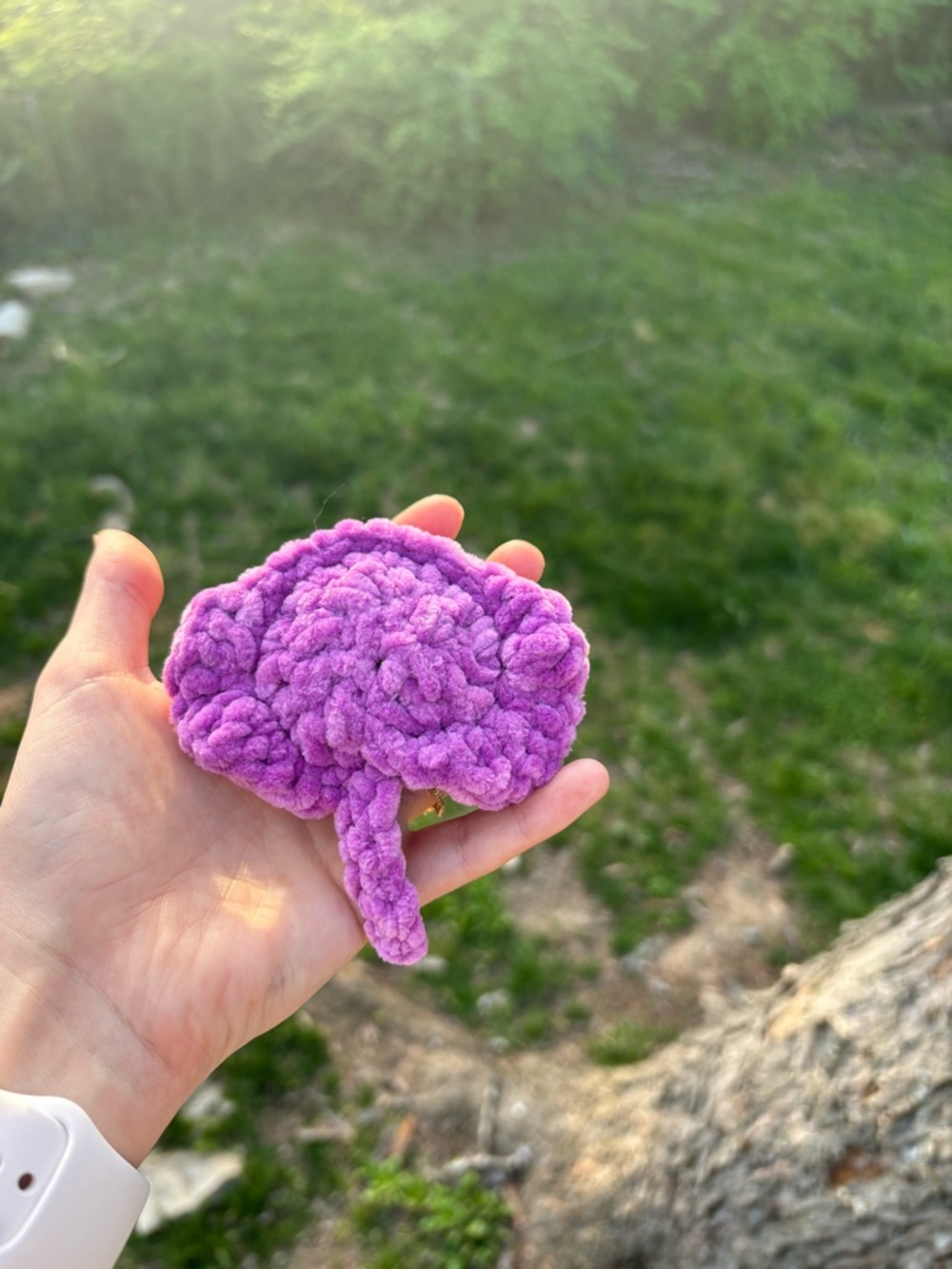 Handmade Plush Fiber Art Ray - Purple Crochet Ocean Buddy - Picture 11 of 11